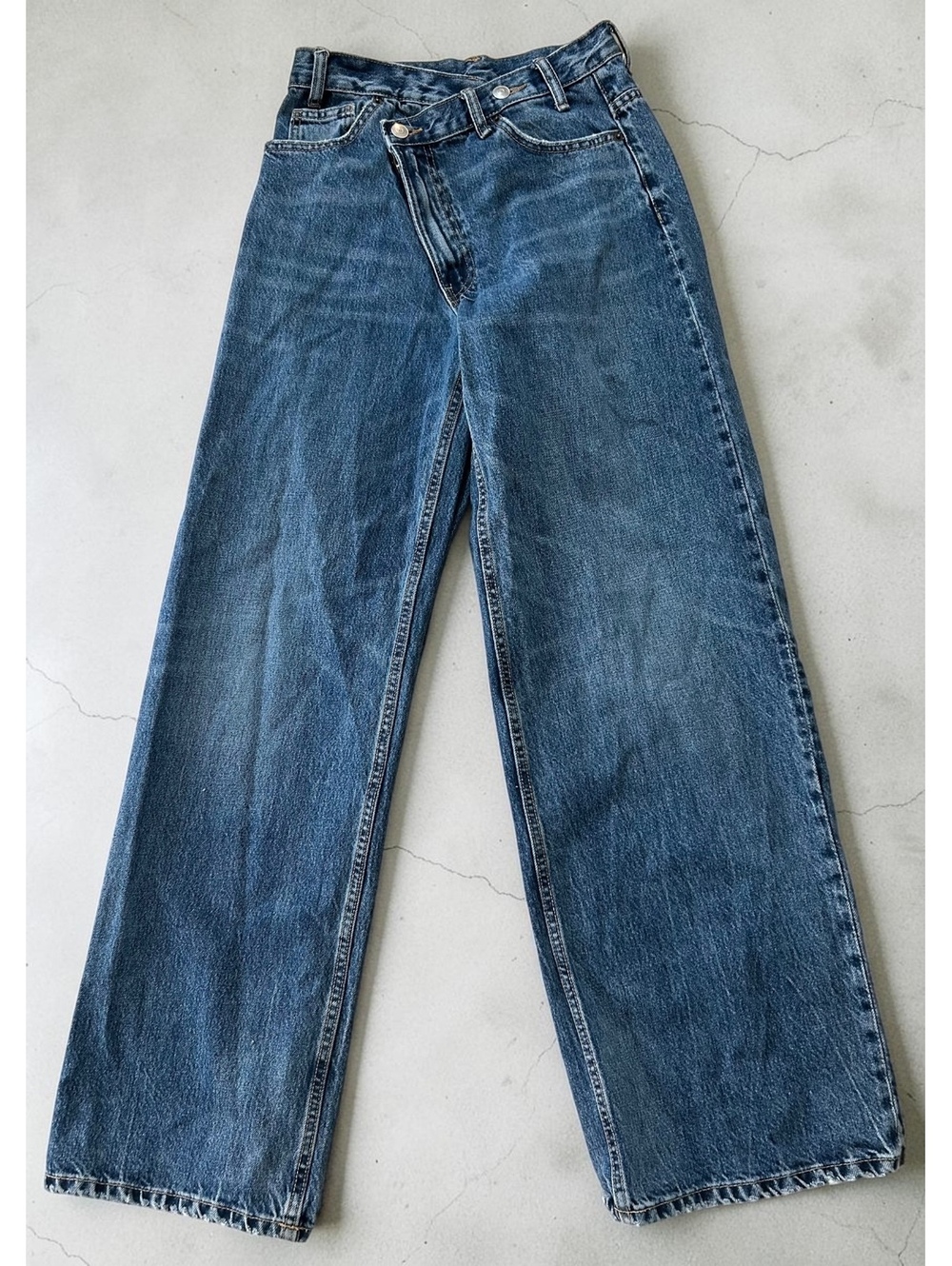 Zara Asymmetric Cross Waist Wide Leg Denim Jeans - Size EUR 34 / US 2